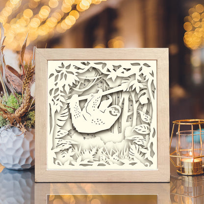 Sloth In The Jungle – 3D Lightbox SVG File for Cricut & Silhouette