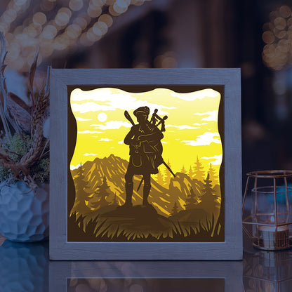 Bagpiper Player – 3D Lightbox SVG File for Cricut & Silhouette