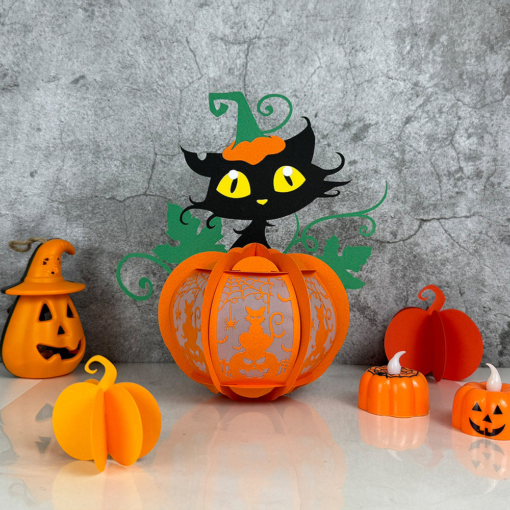 Pumpkin Cat - 3D Halloween Paper Lantern File - Cricut File  - VEKTOR KRAFT