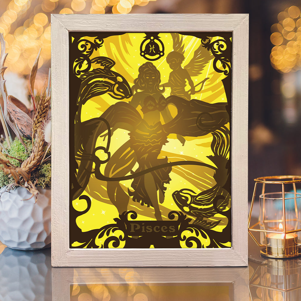 Zodiac Pisces – 3D Lightbox SVG File for Cricut & Silhouette