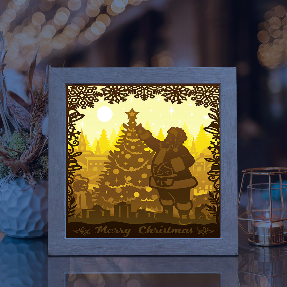 Santa Claus 3 Square – 3D Lightbox SVG File for Cricut & Silhouette