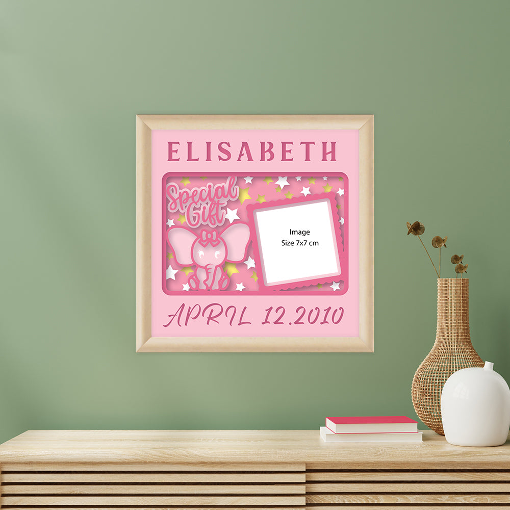 Customizable Baby Stats Girl – 3D Lightbox SVG File for Cricut & Silhouette