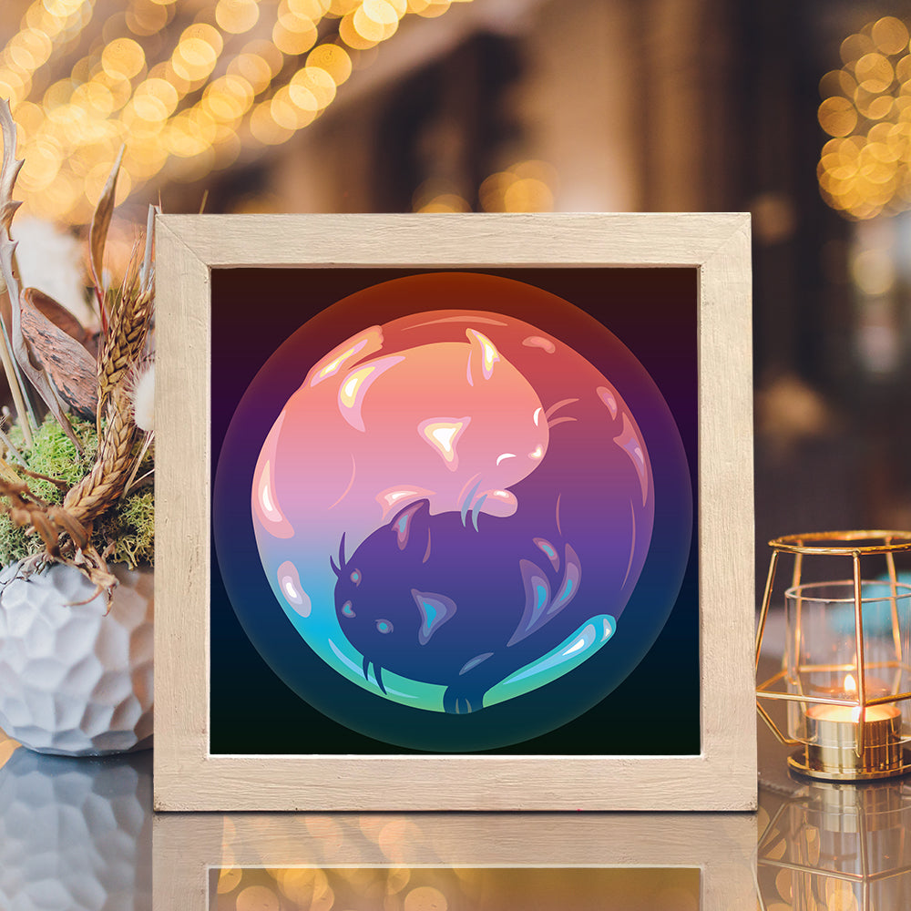 Yin Yang Cats – 3D Lightbox SVG File for Cricut & Silhouette