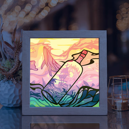 Sailing Ship In Bottle – 3D Lightbox SVG File for Cricut & Silhouette