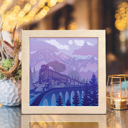 Old Train 1 Square – 3D Lightbox SVG File for Cricut & Silhouette