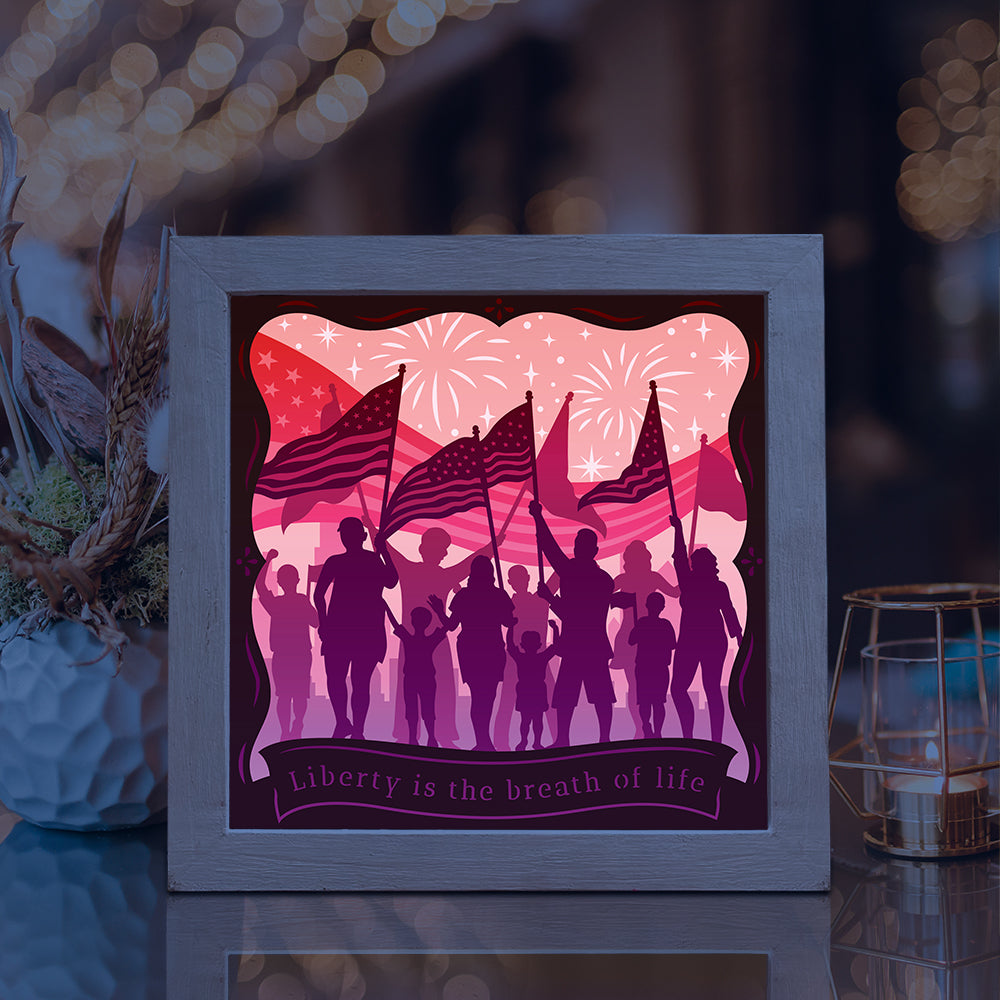 Happy 4th Of July 2 – 3D Lightbox SVG File for Cricut & Silhouette