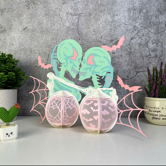 Skeletons Couple - 3D Valentine Lantern File  - Cricut File  - VEKTOR KRAFT