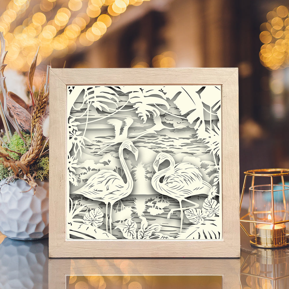 Flamingo 1 Square – 3D Lightbox SVG File for Cricut & Silhouette