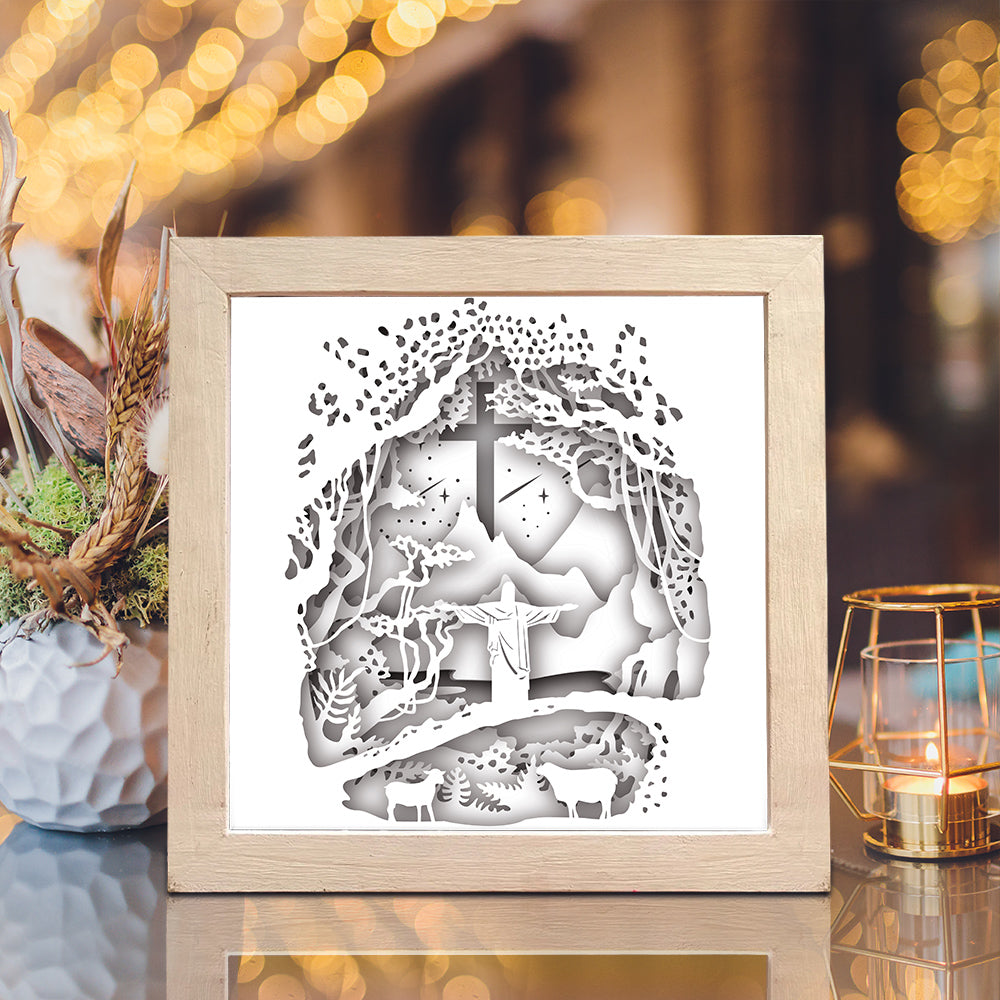 Jesus 1 Square – 3D Lightbox SVG File for Cricut & Silhouette