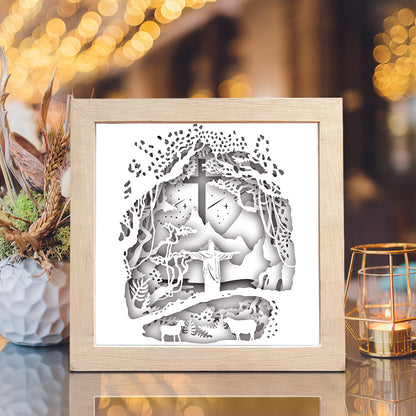 Jesus 1 Square – 3D Lightbox SVG File for Cricut & Silhouette