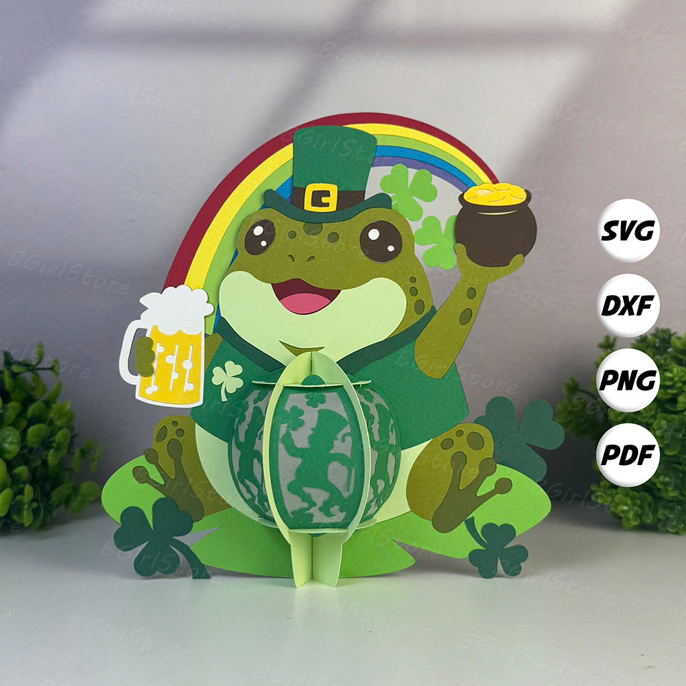 Patrick's Day Frog – 3D Lantern SVG File for Cricut & Silhouette
