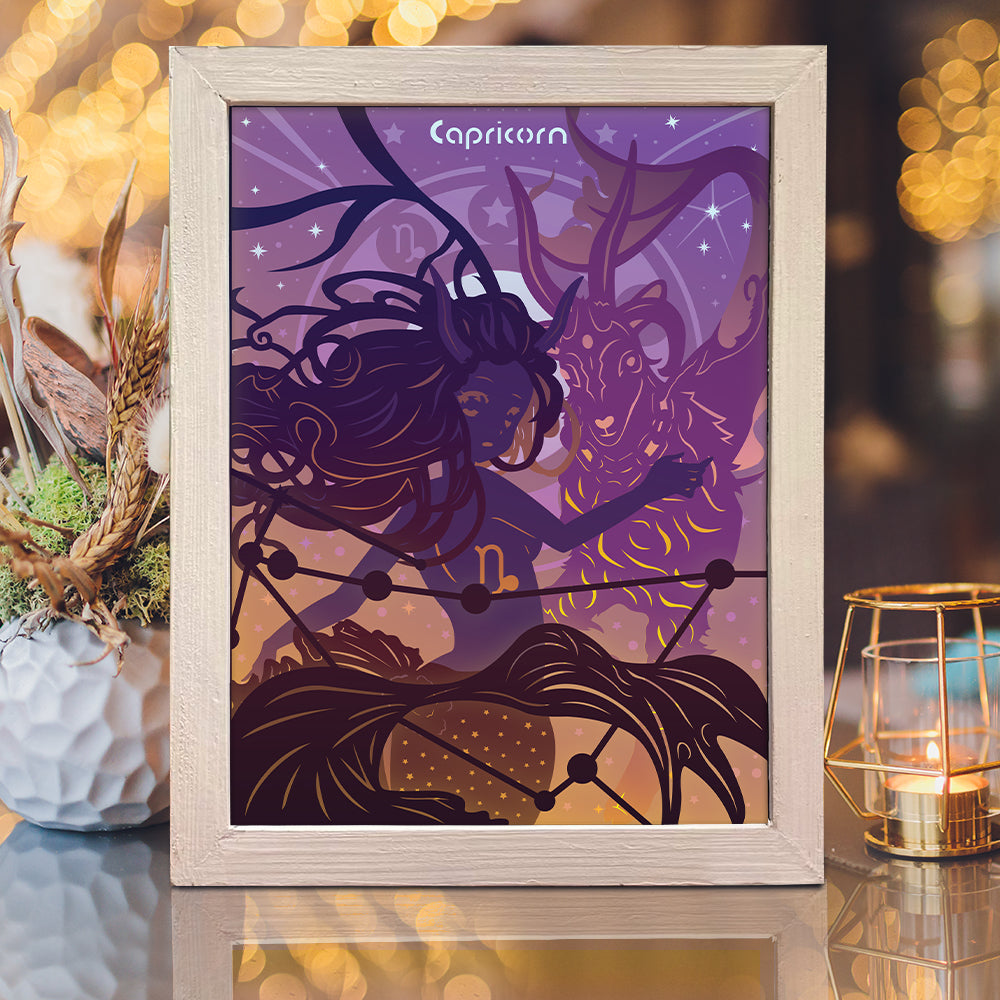 Zodiac Capricorn – 3D Lightbox SVG File for Cricut & Silhouette