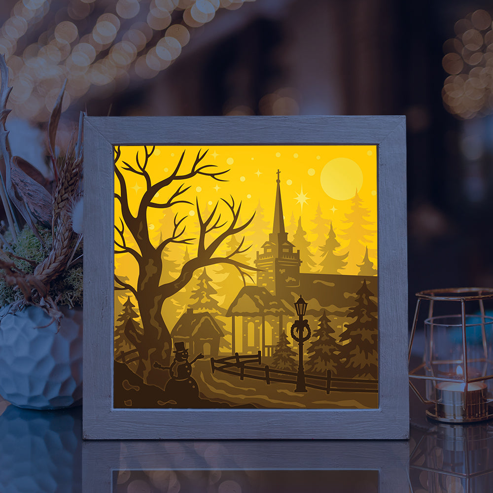 Village Christmas – 3D Lightbox SVG File for Cricut & Silhouette