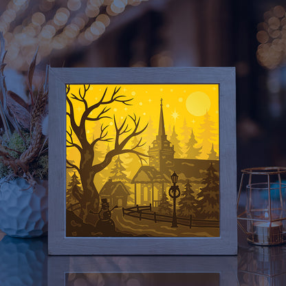Village Christmas – 3D Lightbox SVG File for Cricut & Silhouette