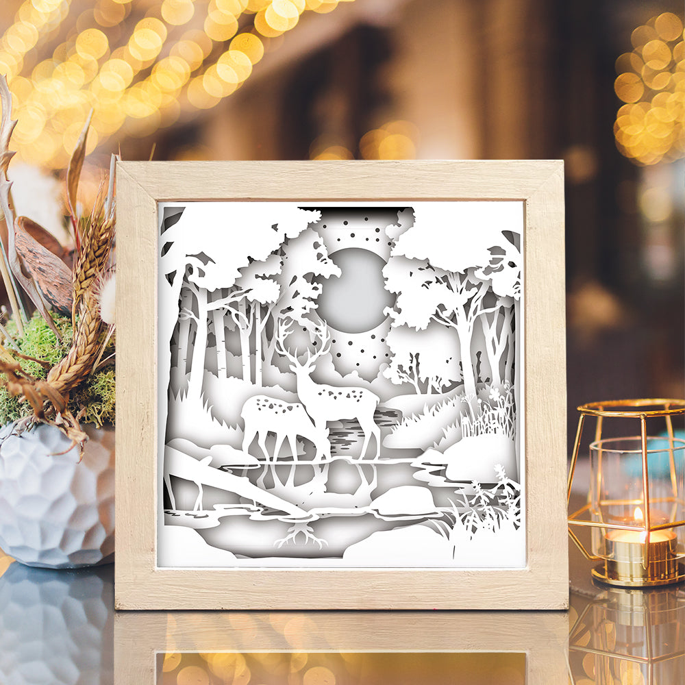 Deer 4 Square – 3D Lightbox SVG File for Cricut & Silhouette