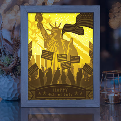 Happy 4th Of July 1 - 3D Special Occasions Papercut Lightbox File - Cricut File - VEKTOR KRAFT