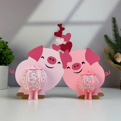 Pig Couple – 3D Lantern SVG File for Cricut & Silhouette