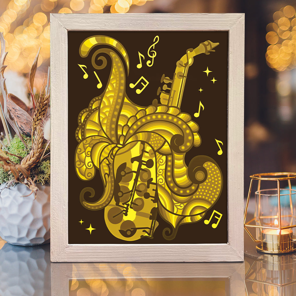 Saxophone – 3D Lightbox SVG File for Cricut & Silhouette