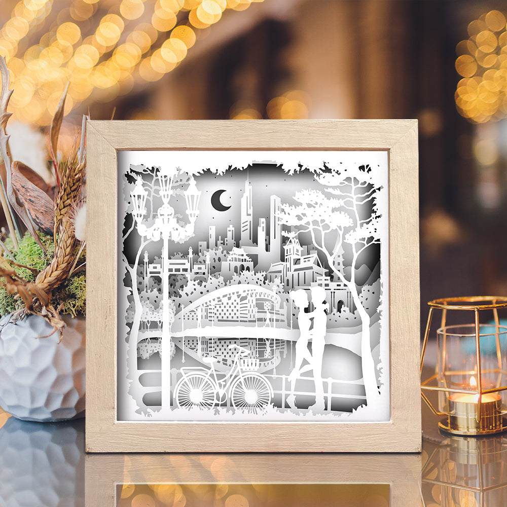 Love In The Park Square – 3D Lightbox SVG File for Cricut & Silhouette
