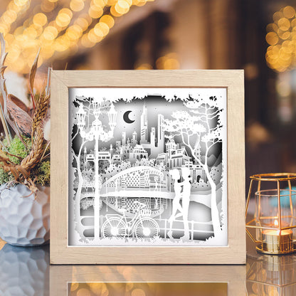 Love In The Park Square – 3D Lightbox SVG File for Cricut & Silhouette