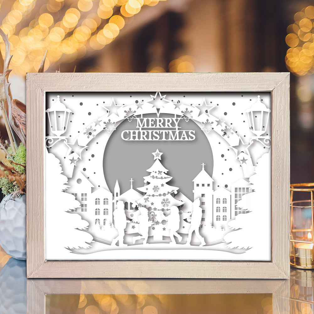 Merry Christmas 11 – 3D Lightbox SVG File for Cricut & Silhouette