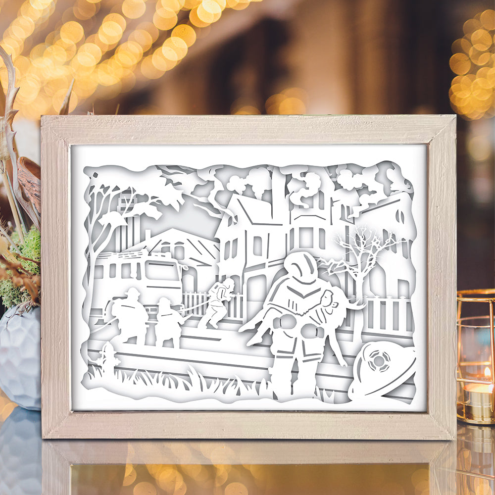 Fireman 1 – 3D Lightbox SVG File for Cricut & Silhouette