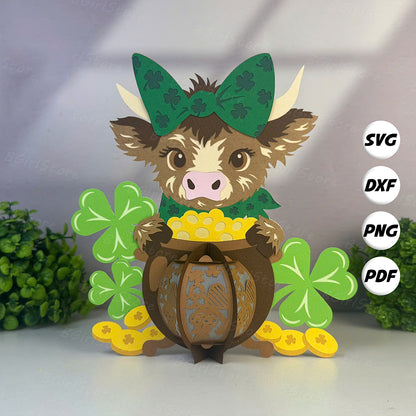 Highland Cow – 3D Lantern SVG File for Cricut & Silhouette