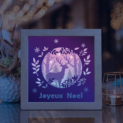Joyeux Noel Deer – 3D Lightbox SVG File for Cricut & Silhouette