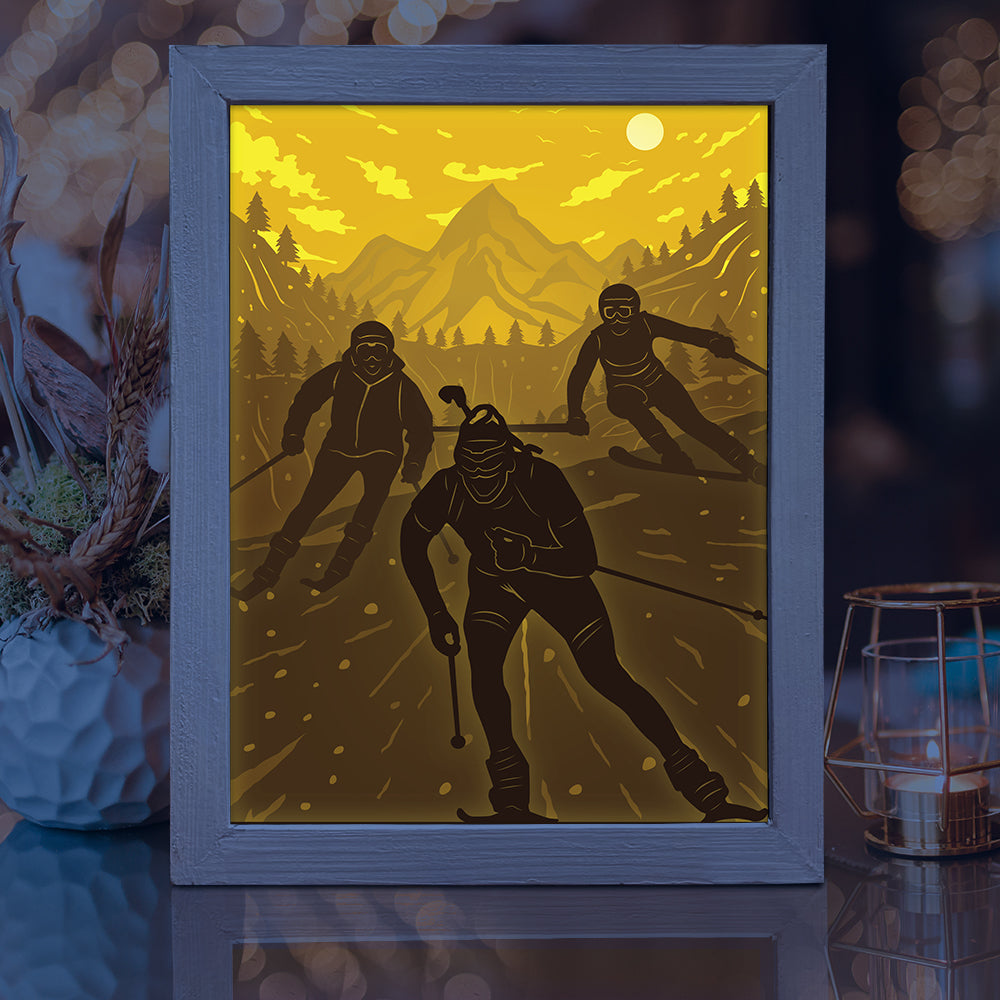 Skiing – 3D Lightbox SVG File for Cricut & Silhouette
