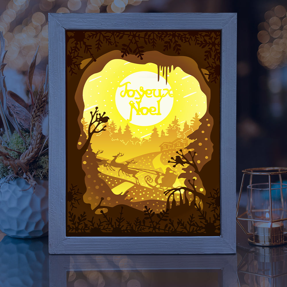 Joyeux Noel 5 – 3D Lightbox SVG File for Cricut & Silhouette
