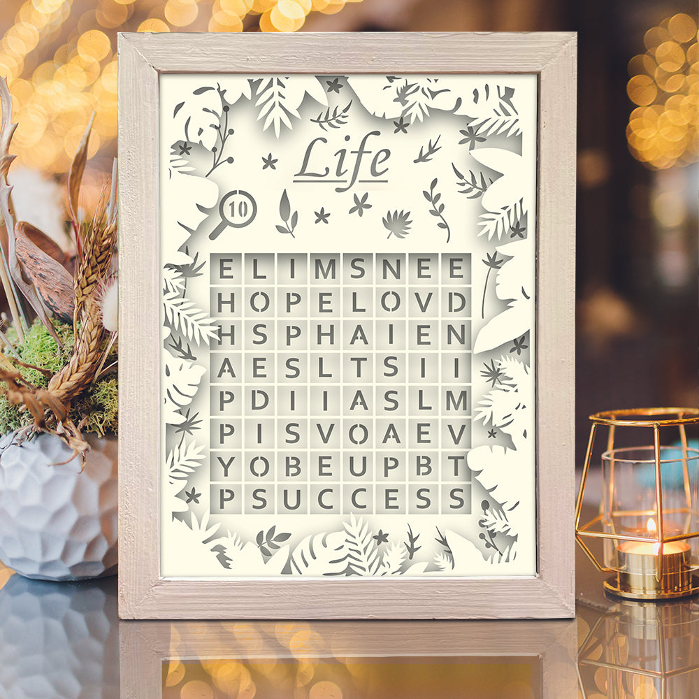 Word Search – 3D Lightbox SVG File for Cricut & Silhouette