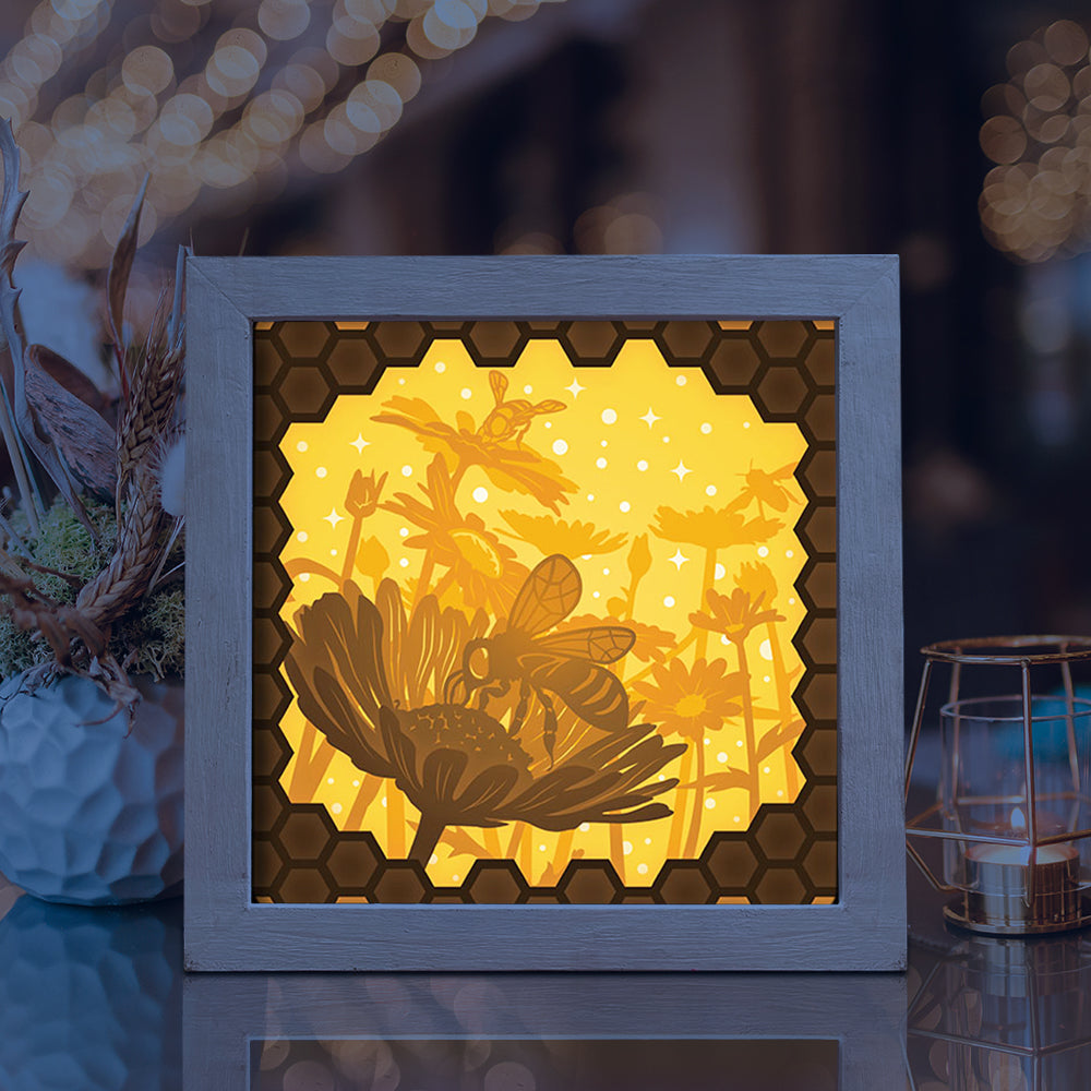 Honey Bee – 3D Lightbox SVG File for Cricut & Silhouette