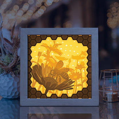 Honey Bee – 3D Lightbox SVG File for Cricut & Silhouette
