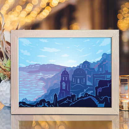 Greece Landscape – 3D Lightbox SVG File for Cricut & Silhouette