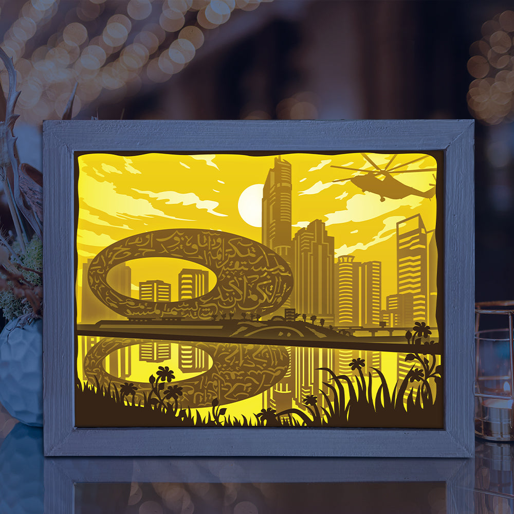 Dubai Skyline – 3D Lightbox SVG File for Cricut & Silhouette