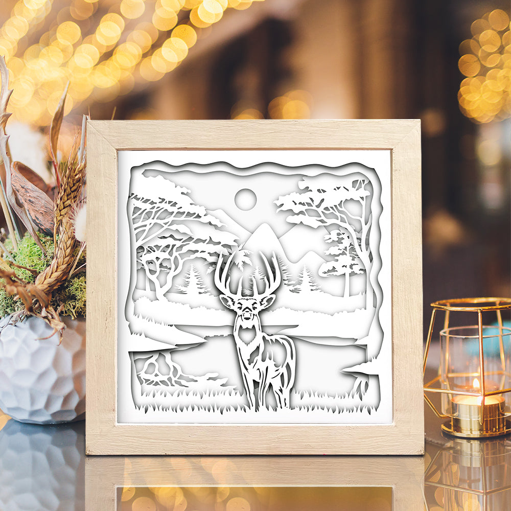 Deer 3 Square – 3D Lightbox SVG File for Cricut & Silhouette