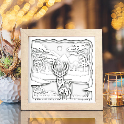 Deer 3 Square – 3D Lightbox SVG File for Cricut & Silhouette