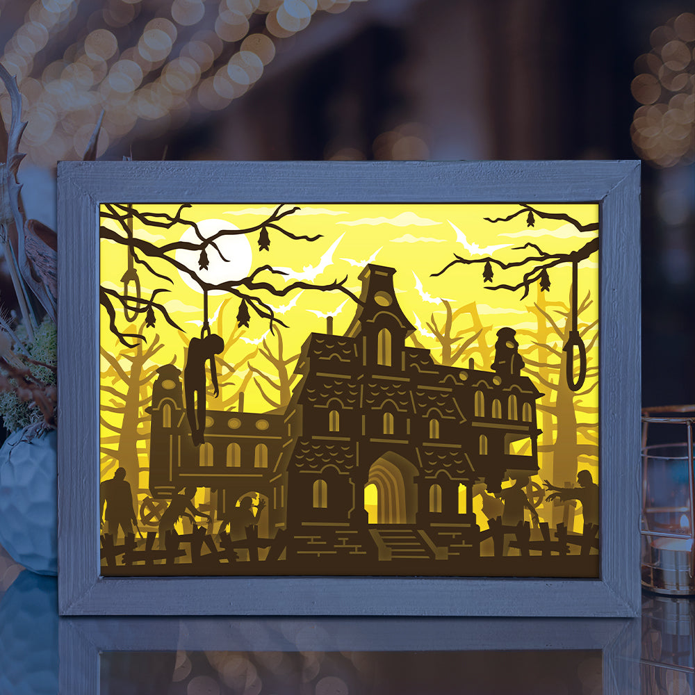 Haunted Castle – 3D Lightbox SVG File for Cricut & Silhouette