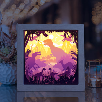 Dinosaurs 1 Square – 3D Lightbox SVG File for Cricut & Silhouette