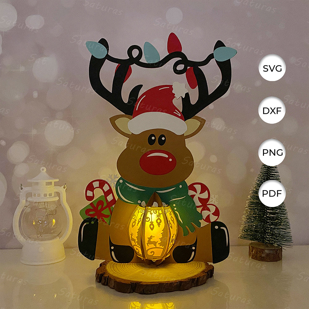 Reindeer 1 – 3D Lantern SVG File for Cricut & Silhouette