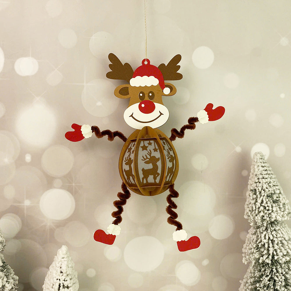 Reindeer Hanging – 3D Lantern SVG File for Cricut & Silhouette