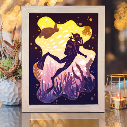 Diver – 3D Lightbox SVG File for Cricut & Silhouette