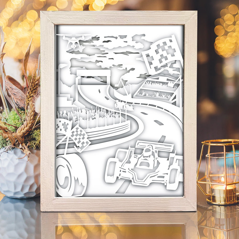 Racing 1 – 3D Lightbox SVG File for Cricut & Silhouette