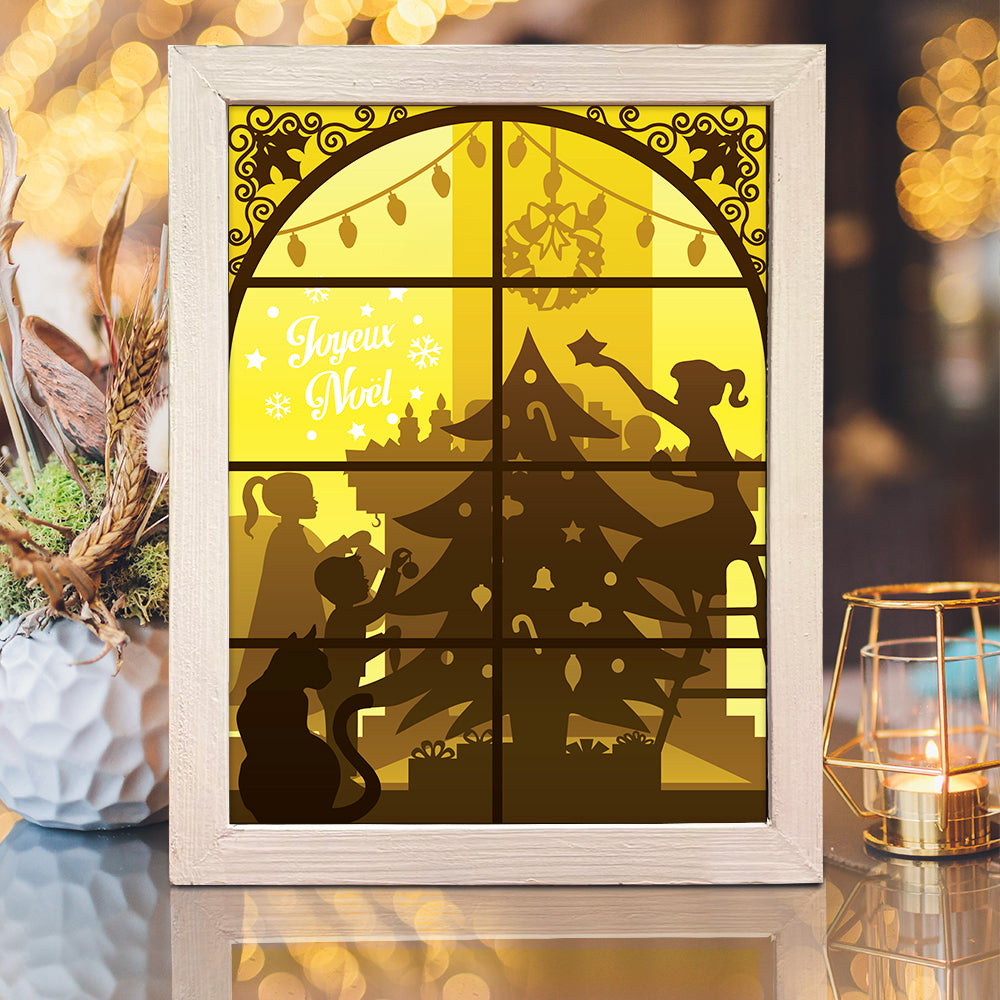 Joyeux Noel 12 – 3D Lightbox SVG File for Cricut & Silhouette