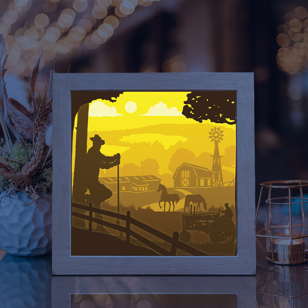 American Farm Square – 3D Lightbox SVG File for Cricut & Silhouette