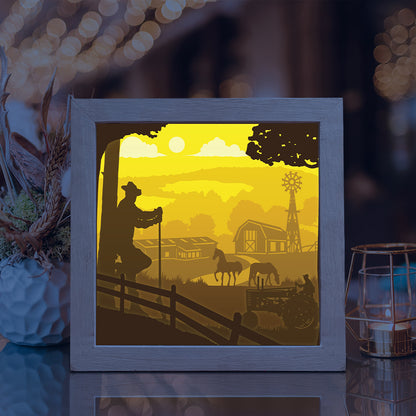 American Farm Square – 3D Lightbox SVG File for Cricut & Silhouette