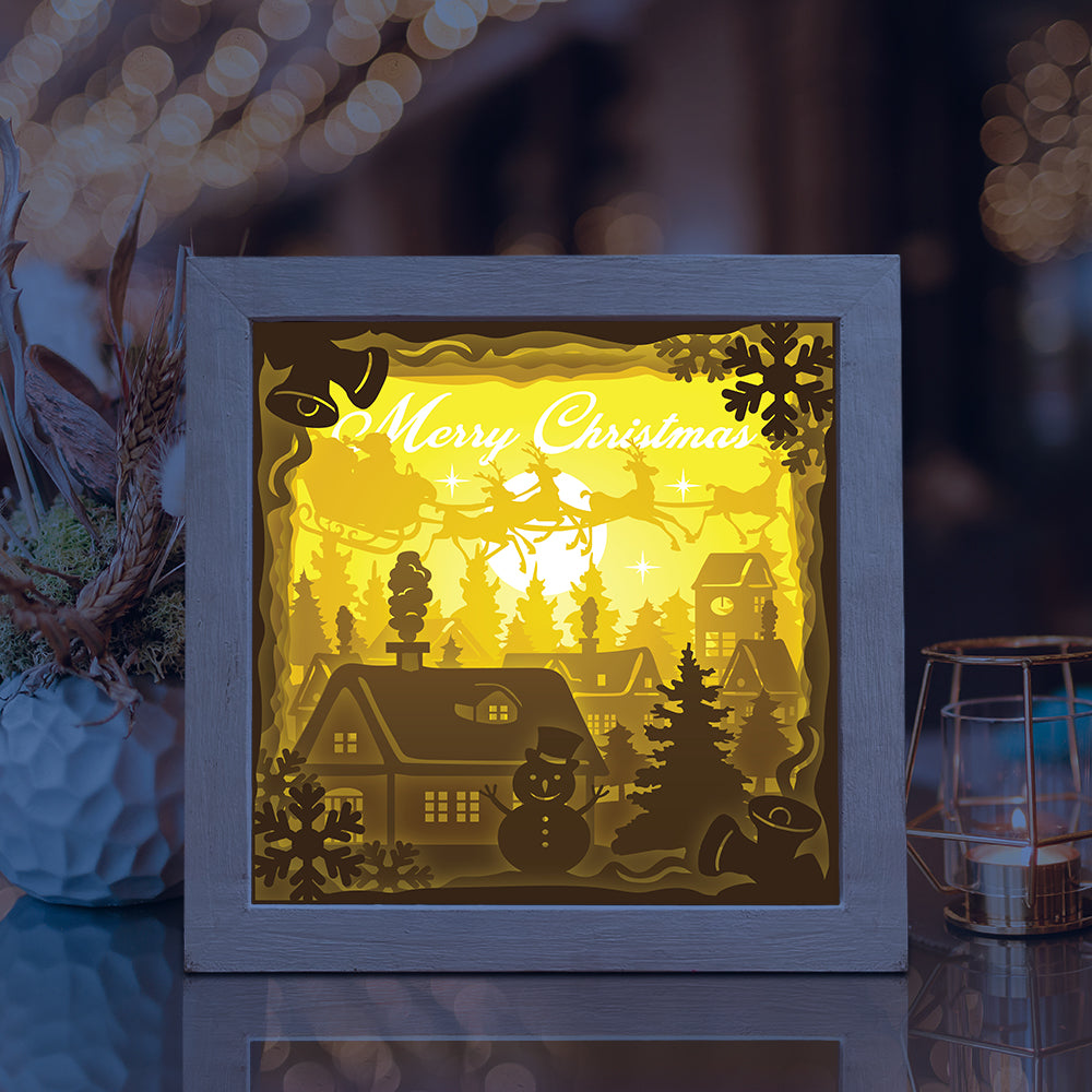 Merry Christmas 9 Square – 3D Lightbox SVG File for Cricut & Silhouette