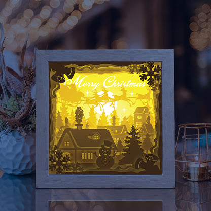 Merry Christmas 9 Square – 3D Lightbox SVG File for Cricut & Silhouette