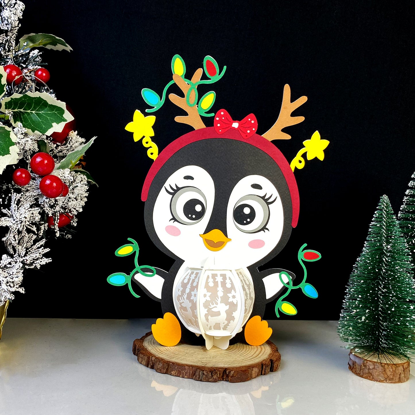 Penguin 2- 3D Christmas Lantern File - Cricut File  - VEKTOR KRAFT
