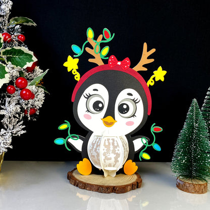 Penguin 2- 3D Christmas Lantern File - Cricut File  - VEKTOR KRAFT